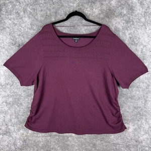 Lane Bryant Shirt Women 28 Purple Short Sleeve Pullover Diamond Cut Plus Size - Picture 1 of 13