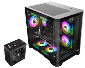 Iceberg Gaming PC Case Crystal Wave M curved tempered Glass with PSU 500WX 80 pl - Picture 1 of 11