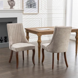 Set of 2 Dining Chair Kitchen Upholstered Side Chairs Armless w/Solid Wood Legs - Picture 1 of 17