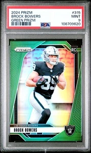 2024 Prizm #315 Brock Bowers Green Rookie Card - PSA 9 - Mint - Raiders - Picture 1 of 2