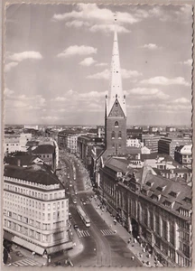 Ansichtskarte Hamburg - Blick auf die Mönckebergstraße mit der Petrikirche - s/w - Bild 1 von 2