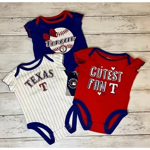 MLB Newborn Texas Rangers Bodysuit 3 Piece Set 0-3 M - Picture 1 of 8