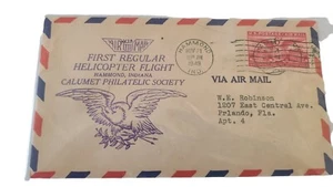FIRST FLIGHT AIR MAIL via Helicopter Hammond Ind 1949 Calumet Philatelic Societ - Picture 1 of 5