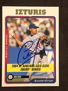 Cesar Izturis SIGNED AUTOGRAPH 2005 Topps Gold Glove 04 Los Angeles Dodgers Card - Picture 1 of 2