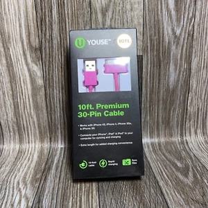 New U Youse 10ft Premium 30-Pin Cable iPhone 4s,4,3G.iPod Sync Charge - Picture 1 of 2