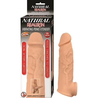 NATURAL REALSKIN VIBRATING XTENDER MALE PENIS GIRTH EXTENDER  - Image 1 of 3