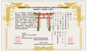 Large Size Martial Art Rank Recognition Certificate - Parchment Style