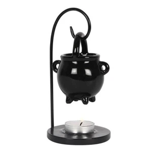 Hanging Cauldron Oil Burner - Black Ceramic Wax Melter, Gothic Witch Decor - Picture 1 of 3