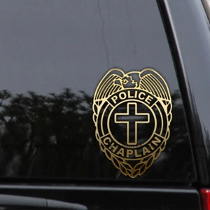 Police Chaplain Badge Decal Sticker Cross Pastor Law Enforcement Car Window - Bild 1 von 2