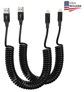 Câble de Charge iPhone Enroulé Certifié Apple Carplay & MFi Court USB Pack de 2 - Photo 1 sur 8