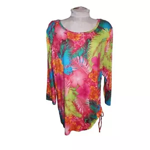 High Fifth Womens Floral Tropical Top Size 1X - Picture 1 of 6