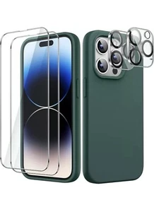 JETech 5In1 Silicone Case For Iphone 14 Pro 6.1 Inch , 2 Pack Screen 2 Camera - Picture 1 of 5