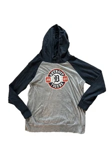 MLB Detroit Tigers LS Hoodie Pullover Long sleeve Shirt Gray Blue Women’s L - Picture 1 of 7