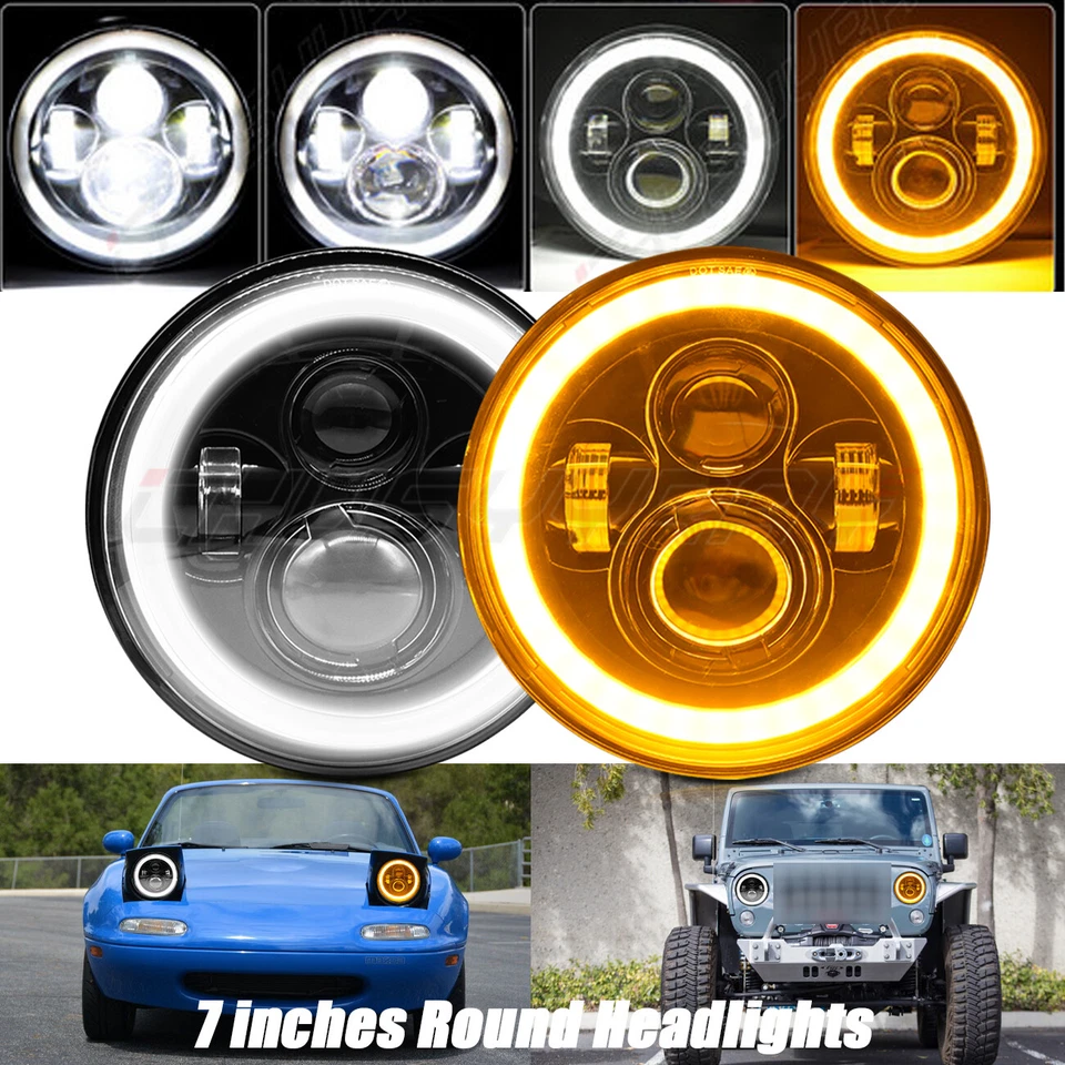 2x DOT 7"inch Round LED Headlights Hi&Lo Beam For Chevy C10 C20 Pickup Truck- - Image 1 of 4