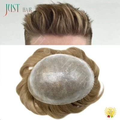 Mens Toupee Hair Replacement Hairpiece Full Poly Injected PU Human Hair System - Image 1 of 4