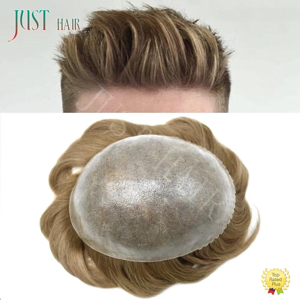 Mens Toupee Hair Replacement Hairpiece Full Poly Injected PU Human Hair System - Image 1 of 4