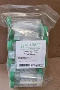 (25/Beutel) CELLTREAT (229430) 50 ml sterilisiertes Zentrifugenröhrchen mit Deckel grün - Bild 1 von 3