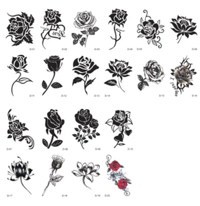 Temporary Water Transfer Tattoos 20Pcs Rose Flower Body Hand Face Stickers #D - Picture 1 of 3