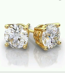.75TCW BRILLANTSCHLIFF 14K GELBGOLD KORB OHRSTECKER SCHRAUBVERSCHLUSS - Bild 1 von 6