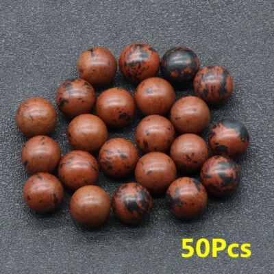 50 piezas cuentas redondas de piedra sin perforar sin agujero obsidiana caoba natural de 10 mm HT358 Foto 1 de 4