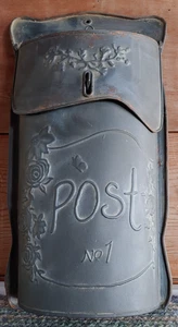 Buzón de correo negro/carbón envejecido/metal desgastado en relieve buzón de correo 17" H - Imagen 1 de 10