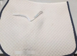 Saddle Pad White Quilted W/Navy Trim Centaur Used 21.5" Spine 18.5" Drop Used - Picture 1 of 10