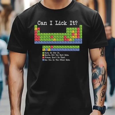 Camiseta CAN I LICK IT TABLA PERIÓDICA Camiseta Idea de Regalo Divertida Ciencia Química Nerd Foto 1 de 4