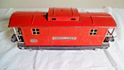 Lionel 2817 Vintage /Prewar Tinplate Caboose (missing one coupler insert) Used - Image 1 of 4