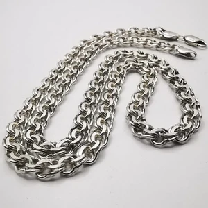 Collana fine vintage lunga catena bismark argento sterling 925 massiccio regalo uomo 49gr - Foto 1 di 8