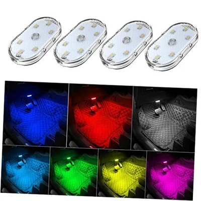 4Pcs Car LED Lights Interior Wireless, 7 Colors Interior Car Lights with 6  - Image 1 of 4