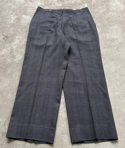 VTG Mens Baggy Plaid Check Flat Front Wool Flannel Pants 32x29 Talon Zip 10” Leg - Picture 1 of 17