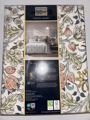 Juego de funda nórdica WILLIAM MORRIS jacinto prado blanco verde floral 3 piezas King nuevo con etiquetas Foto 1 de 4