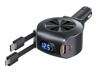 Cargador de Coche Universal 4 en 1 Retráctil con Enchufes Ajustables - 69W Carga Rápida Foto 1 de 4