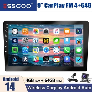 9" Android 14 Car Stereo Carplay WIFI IPS Touch Screen GPS Navi BT 4+64G MIC&AHD - Picture 1 of 11