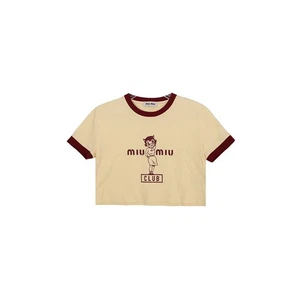 Miu Miu MJN457 Cropped Ringer T-Shirt Size S 144151896 - Picture 1 of 7
