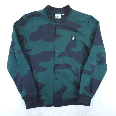 Chaqueta camuflada WESC para hombre talla mediana bombardero botones a presión camuflaje verde negro Foto 1 de 4