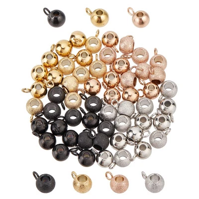 64pc 4-Color Bail Bead Set - Stainless Steel Frosted Bail Tube Slide Charm Sp... - Image 1 of 4