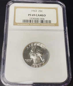 1963 Washington Quarter Proof NGC PF 69 CAMEO PR69CAM pf69cam Silver 25C BARGAIN - Picture 1 of 4