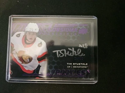 Tim Stutzle Black Obsidian Rookie Auto Spectrum / 49 !!2020-21 Spx Senators  - Image 1 of 3