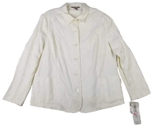 NEW TanJay Jacket Women XL Extra Large Ivory Floral Long Sleeve Textured Evening - Picture 1 of 12