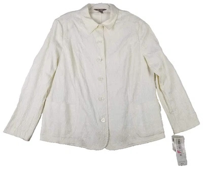 NUEVA Chaqueta TanJay Mujer XL Extra Grande Marfil Floral Manga Larga Texturizada Noche Foto 1 de 4