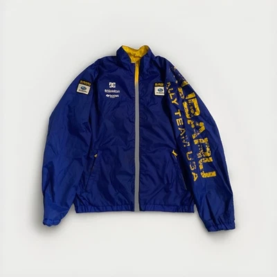Subaru Rally Team DC Full Zip Reversible Windbreaker Jacket Medium Blue Yellow - Image 1 of 4