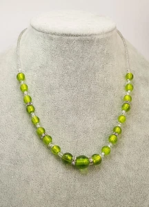 Damen Kette, Halskette "Mara" aus Glasperlen Typ Murano, Grün, handmade - Imagen 1 de 4