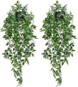 Whonline 2pcs Fake Hanging Plants, Artificial Potted Plants for Indoor Green - Picture 1 of 3