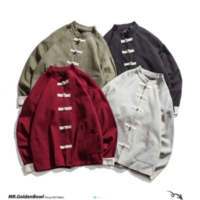 Chinese Style Retro Disc Button Cotton and Linen Men's Casual Jacket Tang Suit - Image 1 of 4
