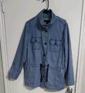 Giacca Talbots Safari Utility Denim Donna Extra Large Lycocell Cotone Lino - Foto 1 di 11