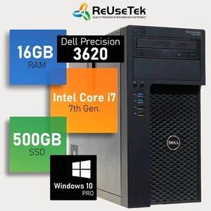 Dell Precision 3620 Tower Intel Core i7-7700 3.60Ghz 16GB RAM 500GB SSD Win 10P - Picture 1 of 17
