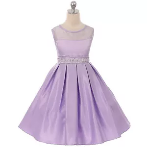 LILAC Size 8 See-thru Neck Flower Girl Dress Bridesmaid Recital Birthday Party - Picture 1 of 3