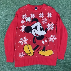 Disney Mickey Mouse klassischer Strick Weihnachtspullover Langarm Winter rot Gr. S - Bild 1 von 12