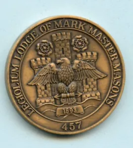 LEGIOLIUM WEST YORKSHIRE LODGE NUMERO 457 GETTONE PENNY MASSONICO - Foto 1 di 2